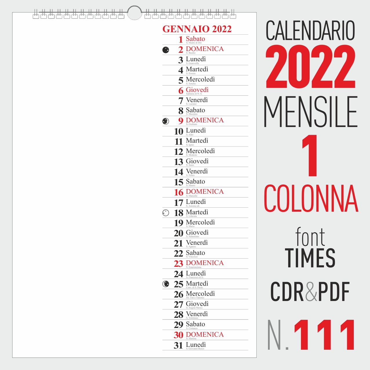 calendario 2022 mensile