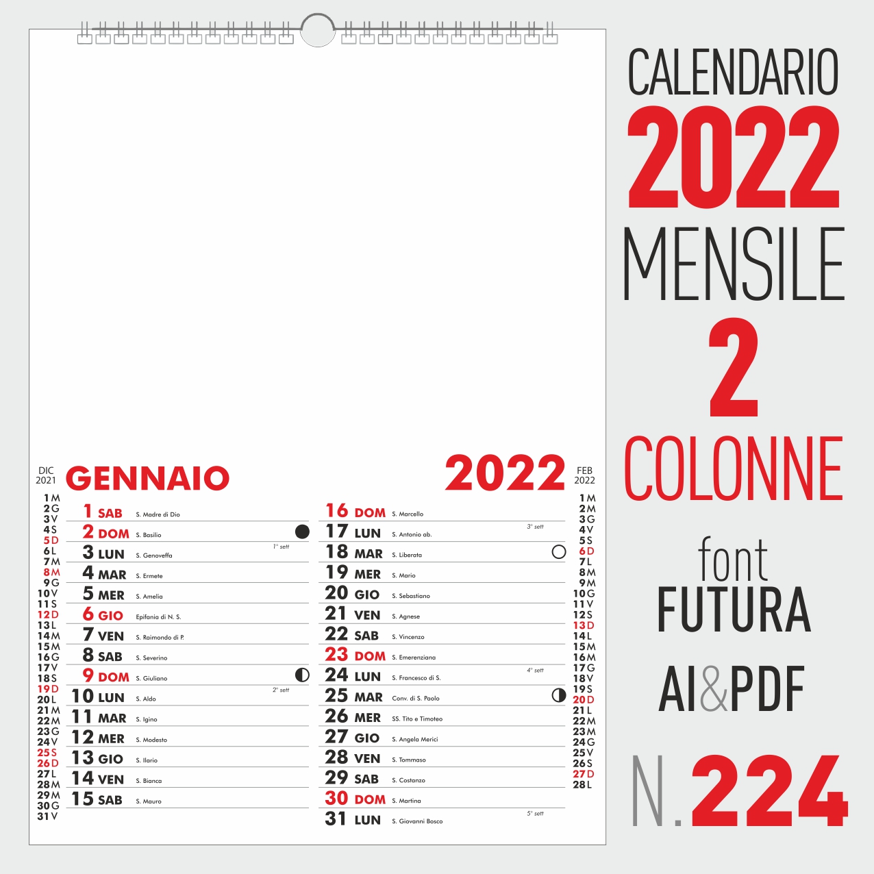 CALENDARIO 2022 MENSILE