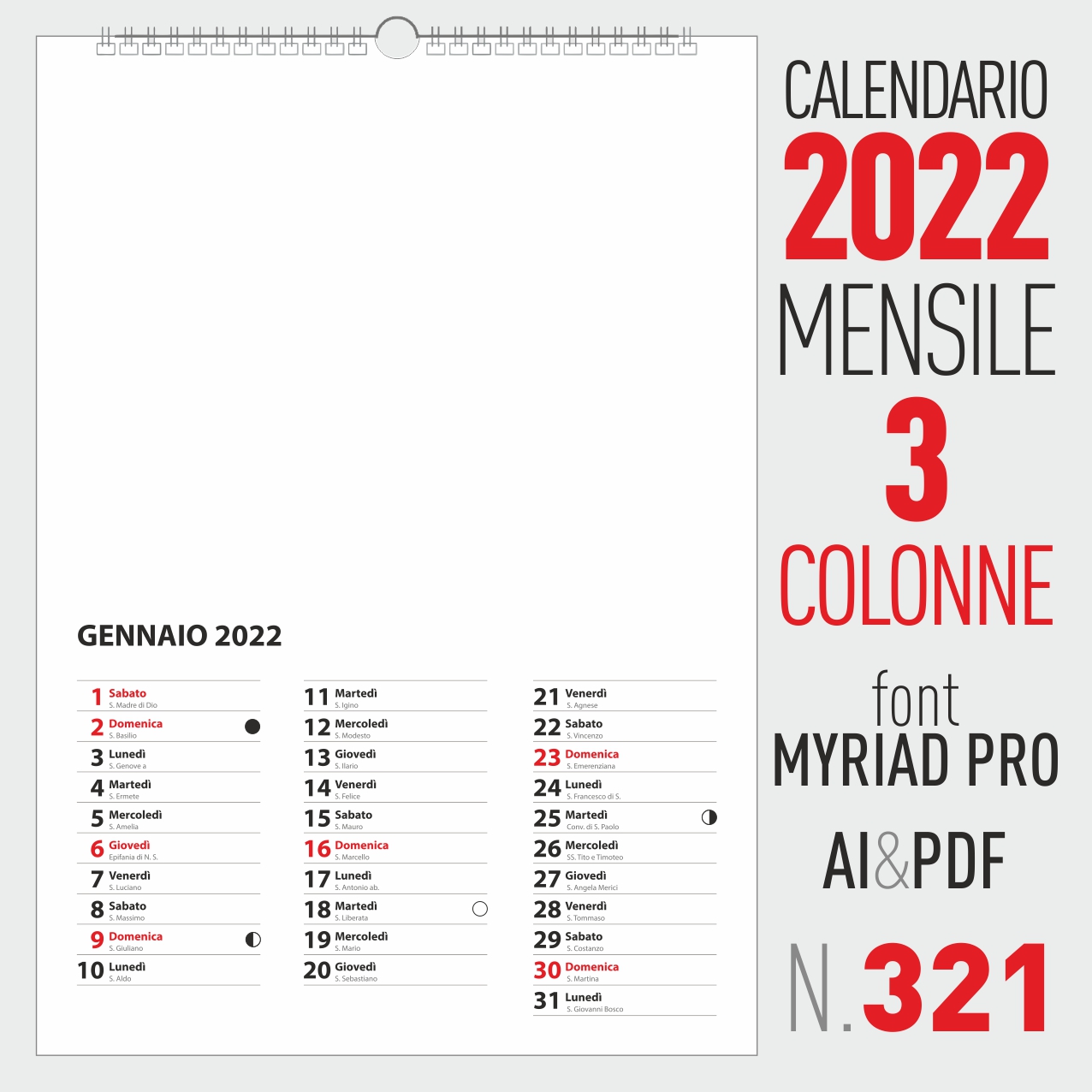 calendario 2022 mensile