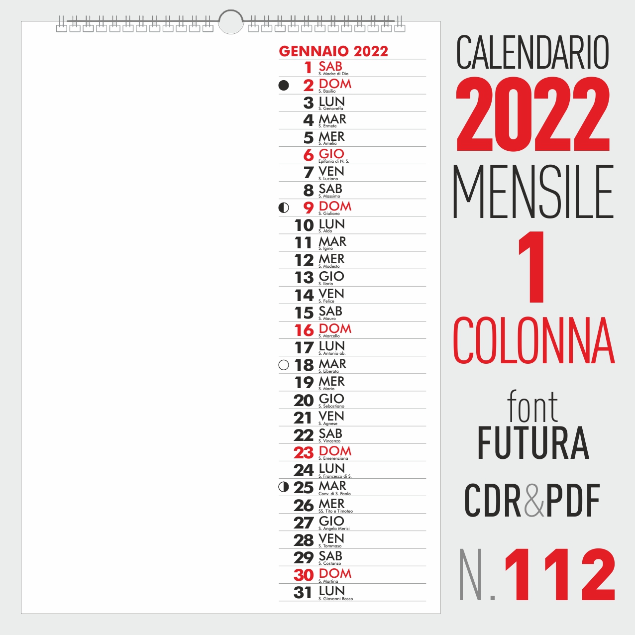 calendario 2022 mensile