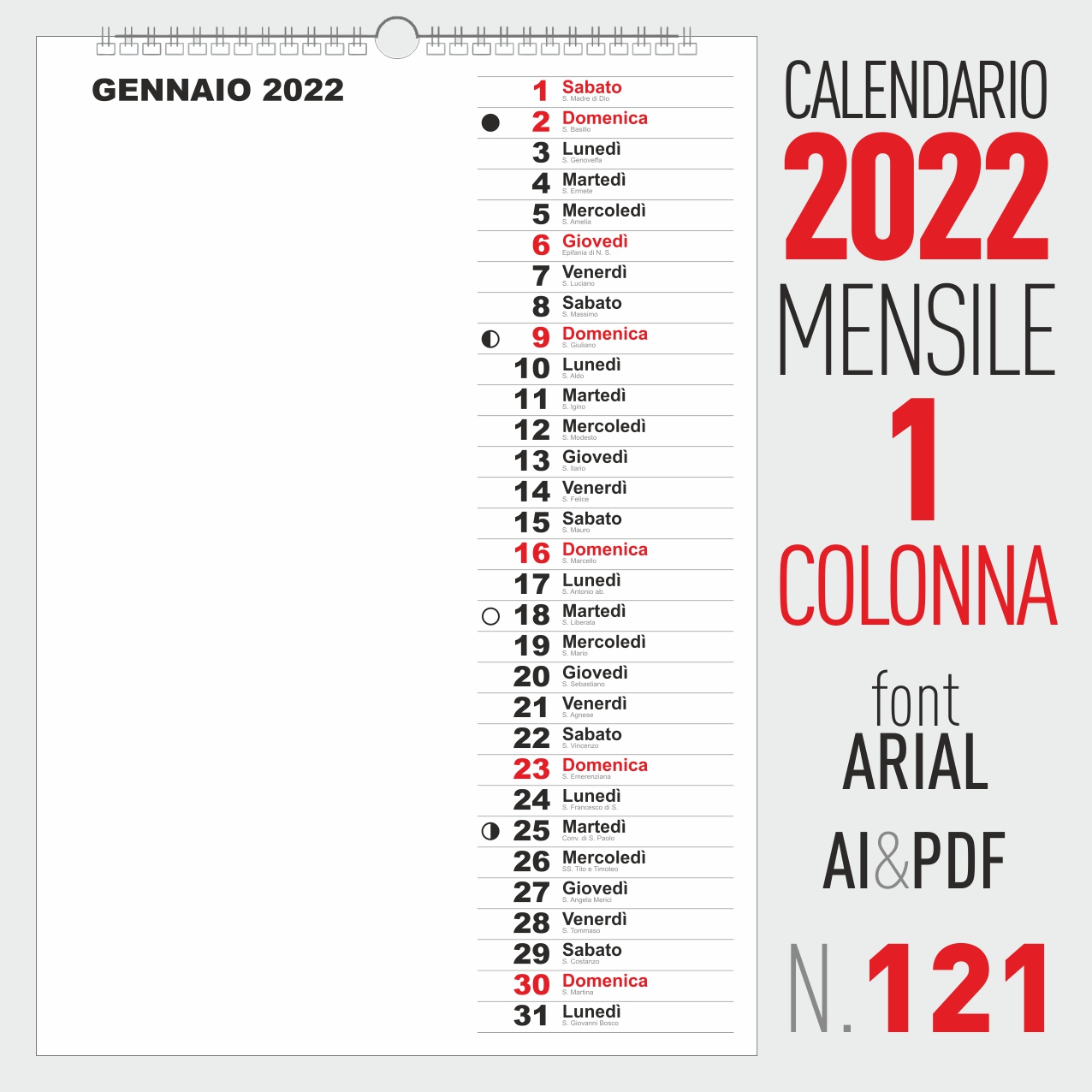 calendario 2022 mensile