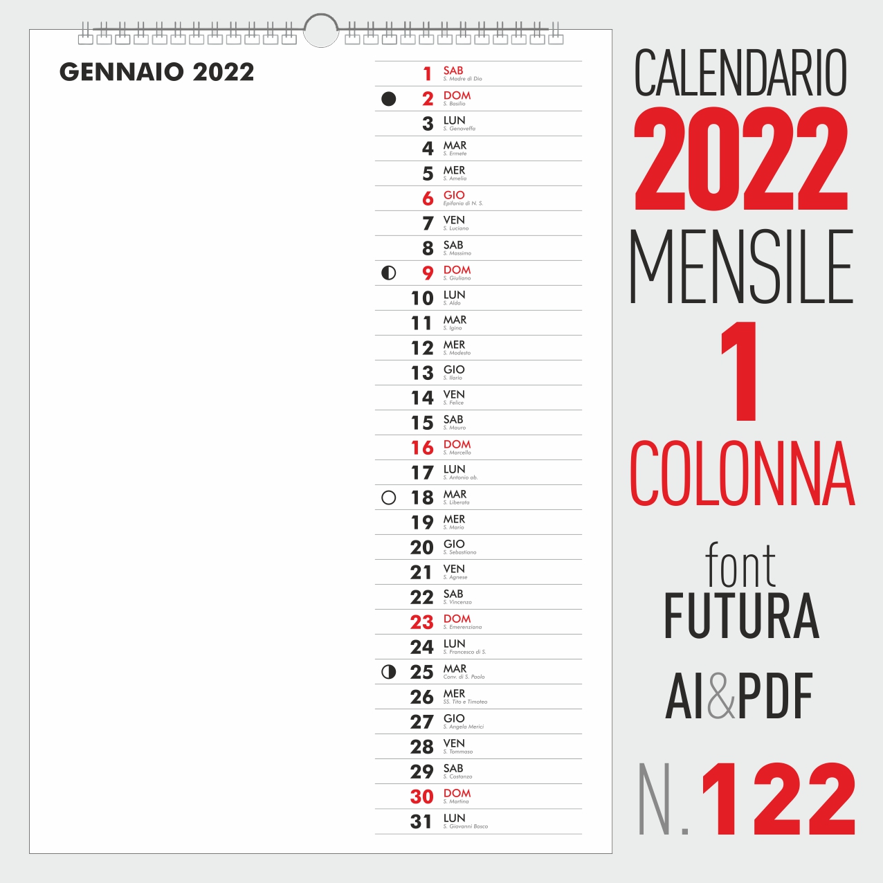 calendario 2022 mensile