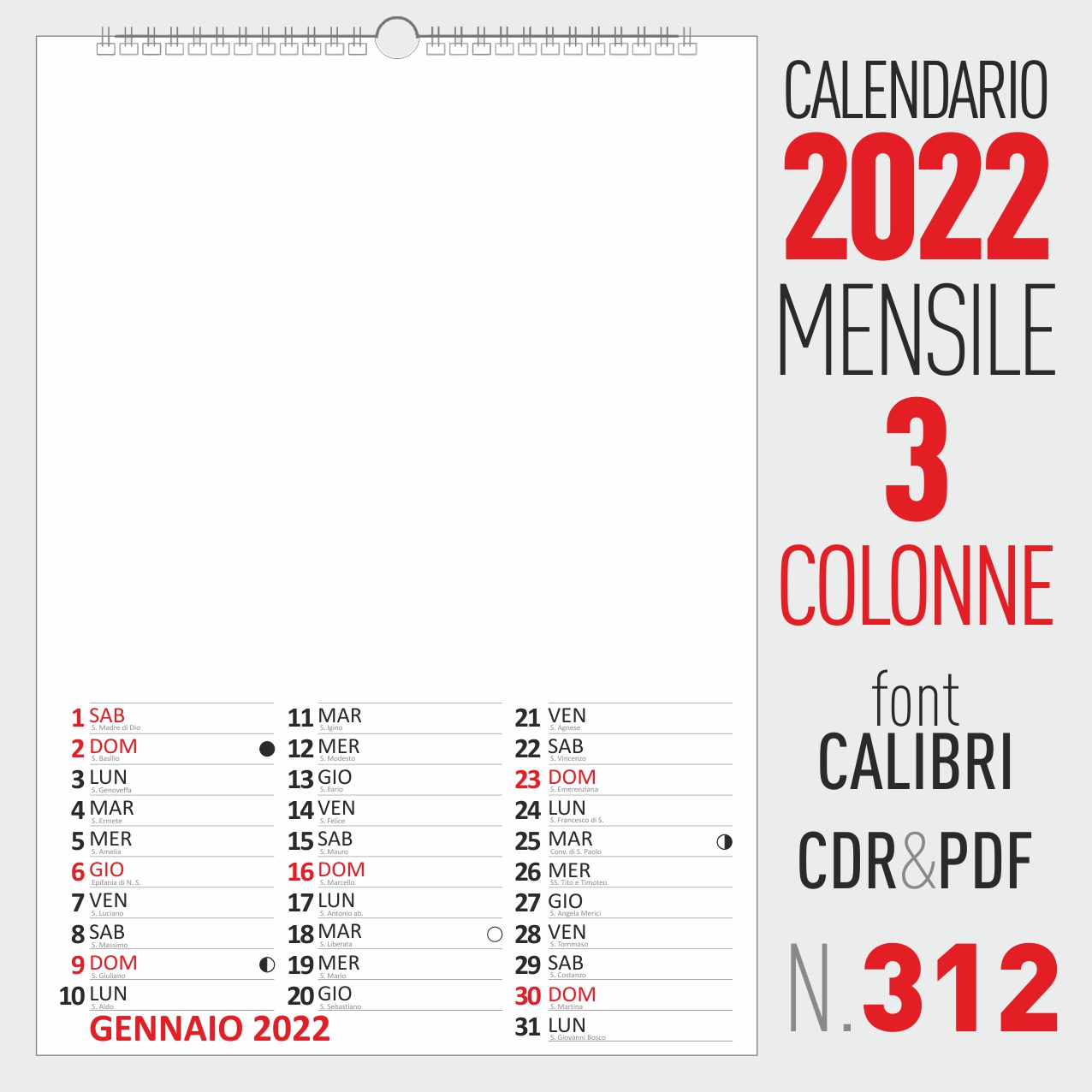 calendario 2022 mensile