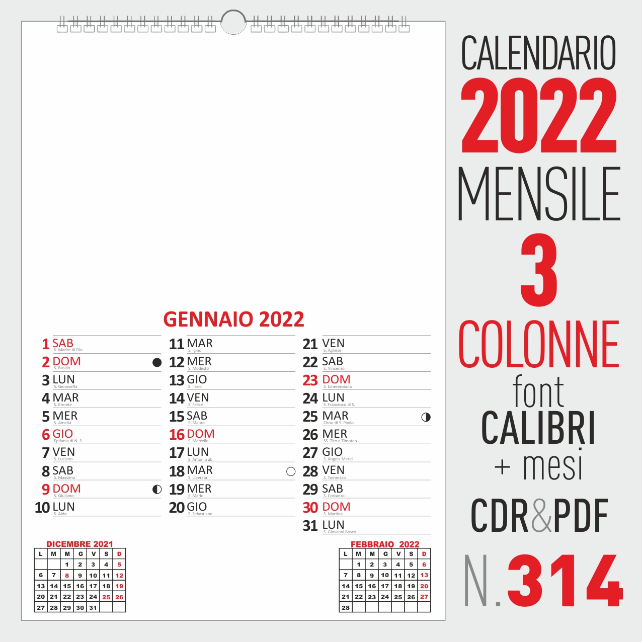 calendario 2022 mensile