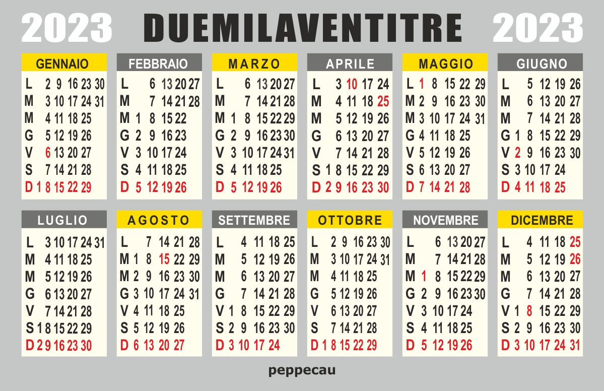 calendario 2023 annuale