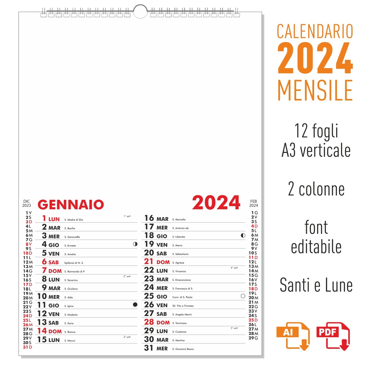 calendario 2024 mensile
