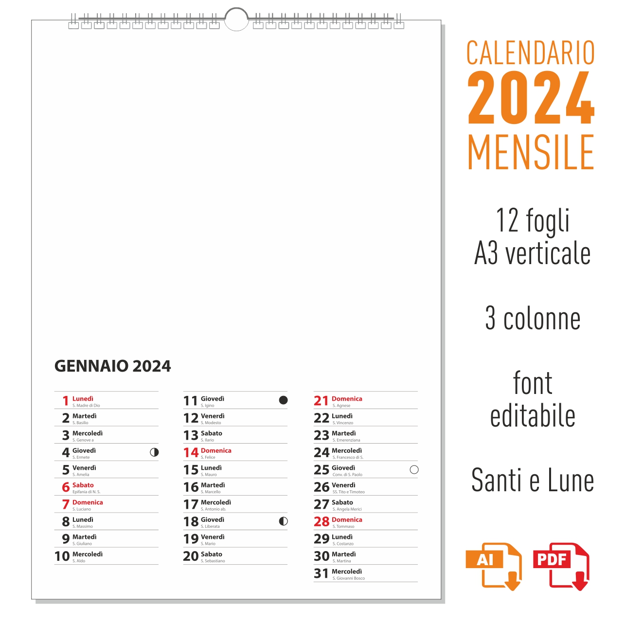 calendario 2024 mensile