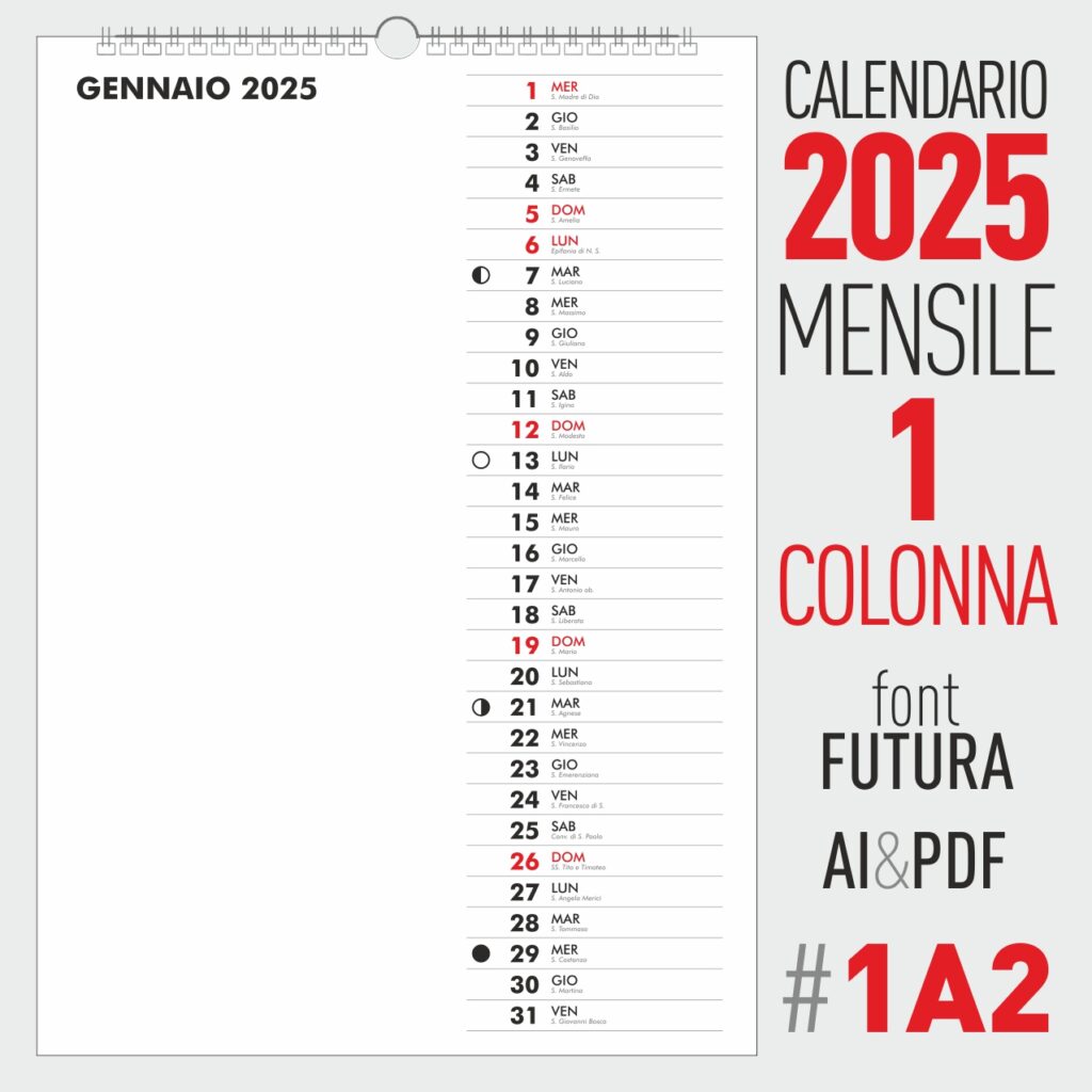 calendario 2025 mensile