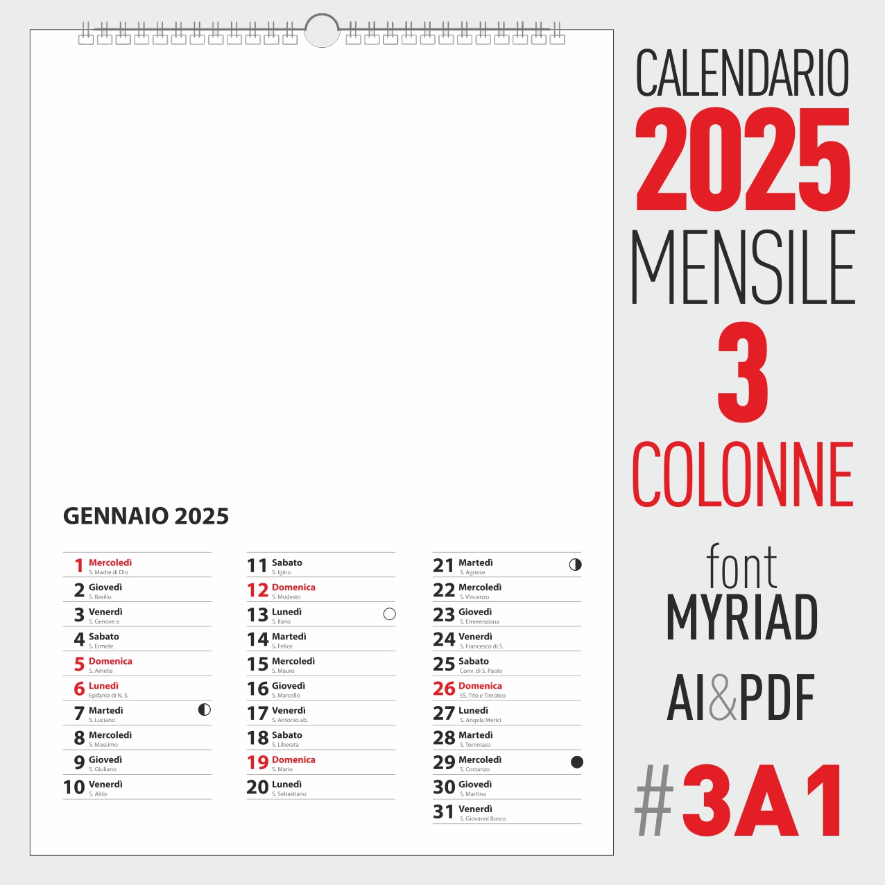 calendario 2025 mensile