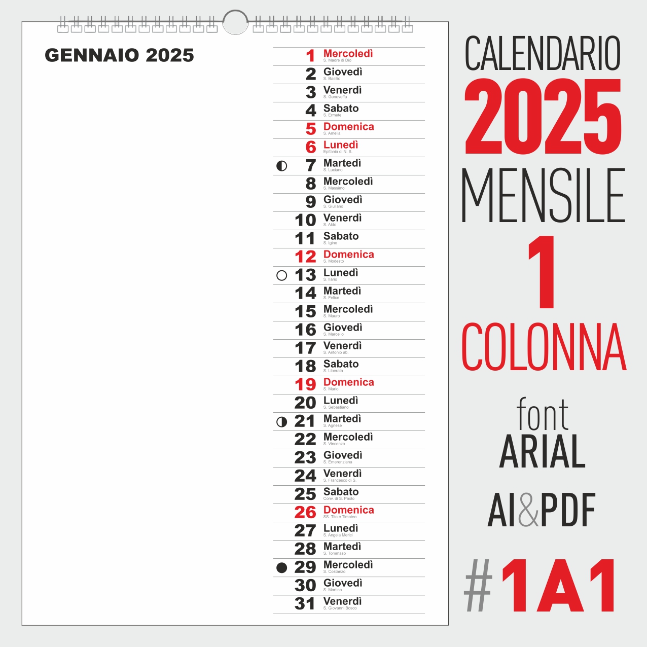 calendario 2025 mensile<br />
