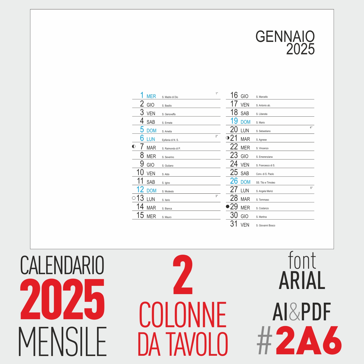 calendario 2025 mensile