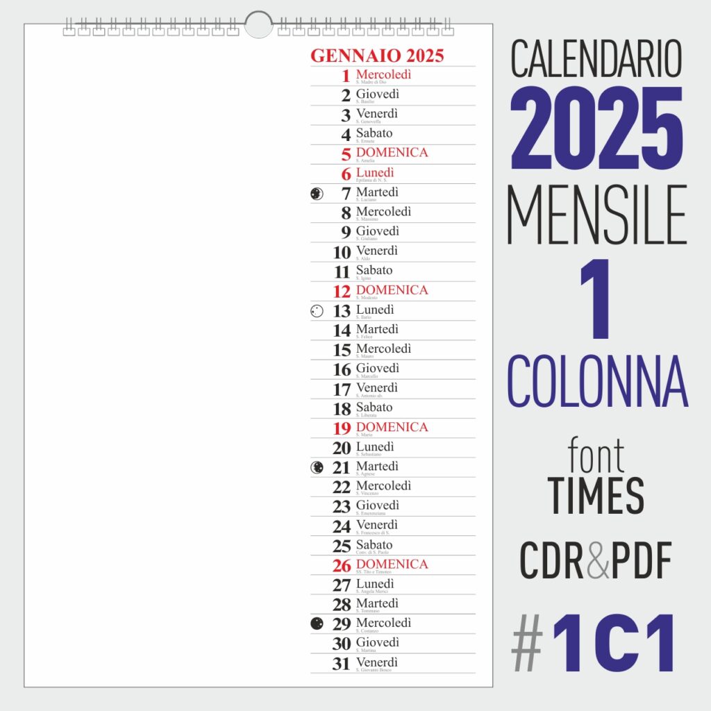 calendario 2025 mensile
