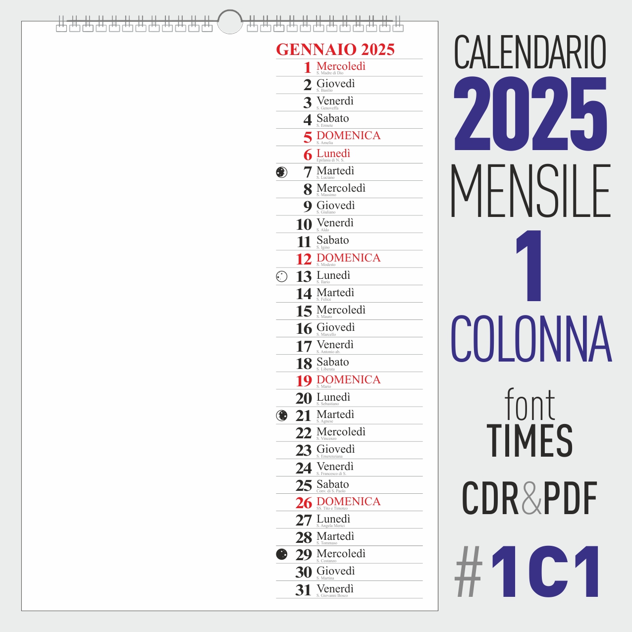 calendario 2025 mensile<br />
