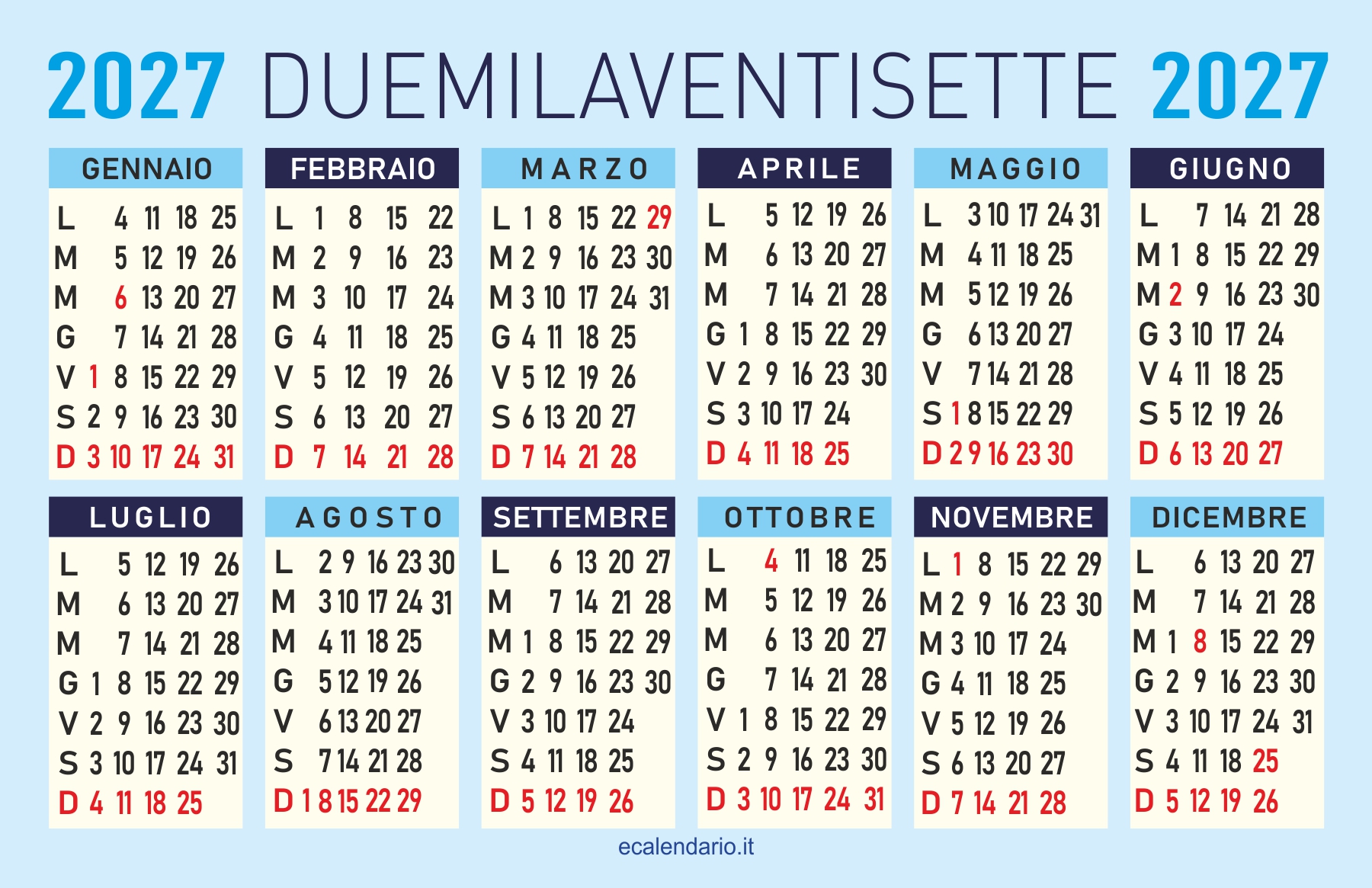 Calendario 2027 Gratis ECalendario Calendario 2027 Gratis ECalendario